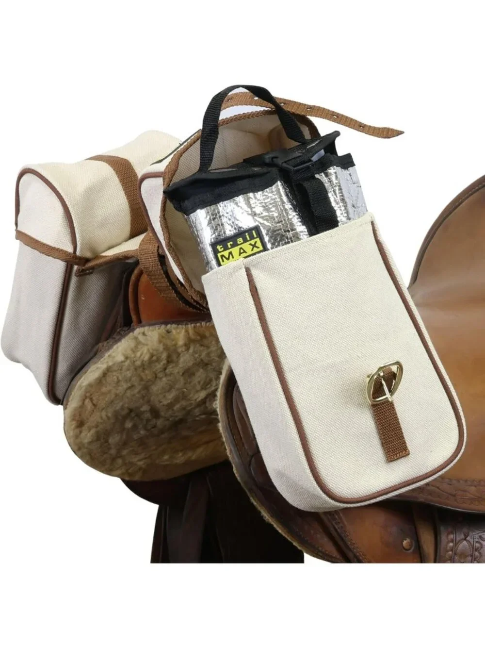 Classic Canvas Horn Bags for Western Saddles - Removable Liners & Brass Hardware